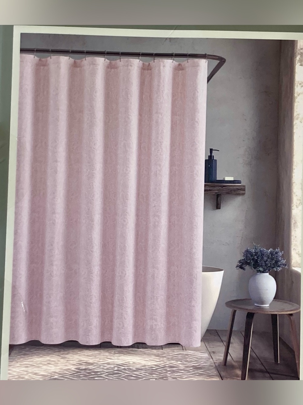 NEW Morris & Co. Shower Curtain in Poppy pattern and pale pink color